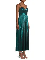 Shannon Gathered Metallic Jersey Midi-Dress