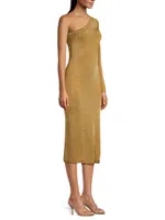 Senna Metallic One-Shoulder Midi-Dress