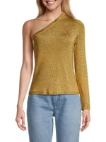 Metallic Knit One-Shoulder Top