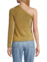 Metallic Knit One-Shoulder Top