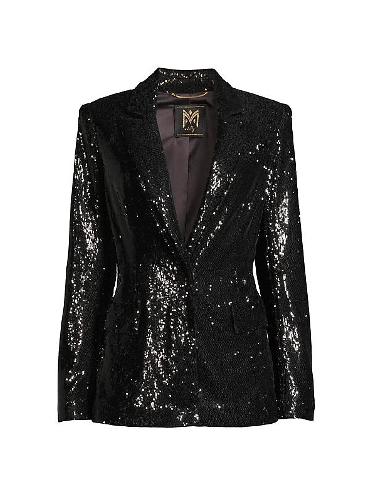 Alexa Peaked Sequin Blazer