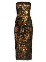 Kait Sequined Strapless Midi-Dress