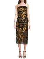 Kait Sequined Strapless Midi-Dress