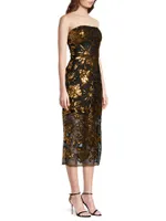 Kait Sequined Strapless Midi-Dress