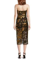 Kait Sequined Strapless Midi-Dress