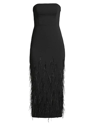 Shai Strapless Feather Midi-Dress