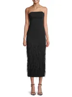 Shai Strapless Feather Midi-Dress