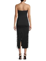 Shai Strapless Feather Midi-Dress