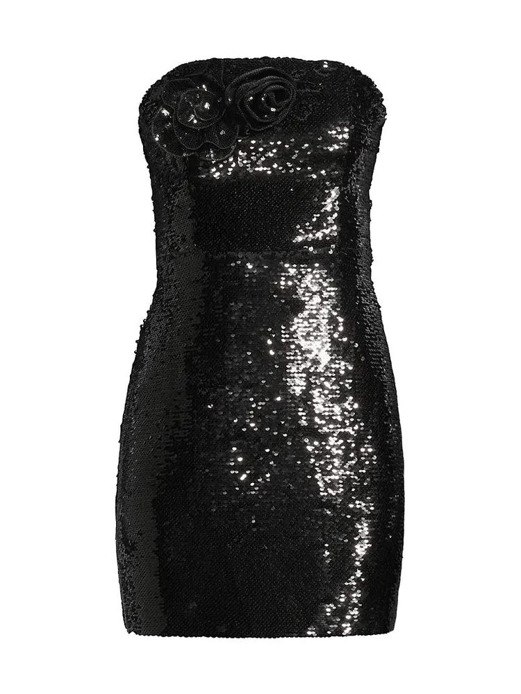 Sascha Strapless Sequin Rosette Minidress