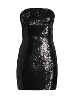 Sascha Strapless Sequin Rosette Minidress