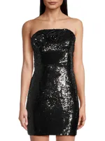 Sascha Strapless Sequin Rosette Minidress