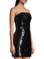 Sascha Strapless Sequin Rosette Minidress