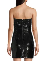 Sascha Strapless Sequin Rosette Minidress