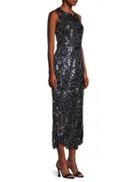 Kinsley Floral Sequins Midi-Dress