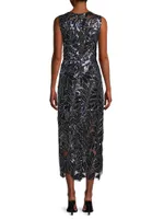 Kinsley Floral Sequins Midi-Dress