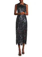 Kinsley Floral Sequins Midi-Dress