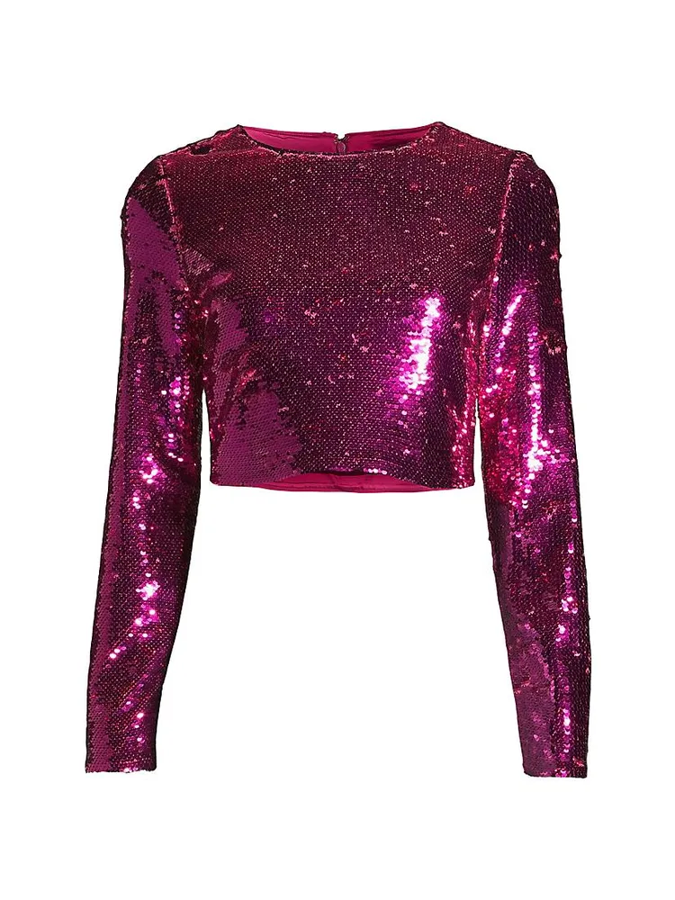 Shailyn Sequined Crop Blouse