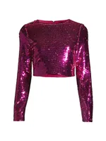 Shailyn Sequined Crop Blouse