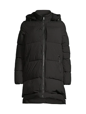 Dimensional Hooded Puffer Coat