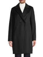 Wool Blend Double-Breasted Cutaway Coat