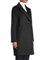 Wool Blend Double-Breasted Cutaway Coat