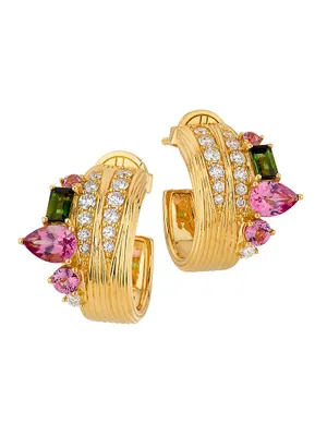 Amazonia Buriti 18K Yellow Gold & Multi-Gemstone Hoop Earrings