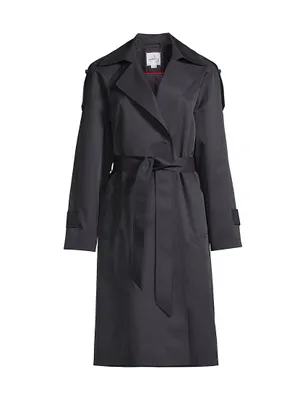 Cotton-Blend Belted Trench Coat