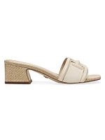 Waylon 45MM Leather & Raffia Mules