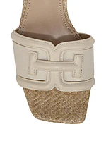 Waylon 45MM Leather & Raffia Mules