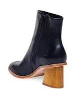 Nantucket Leather Wood Heel Booties