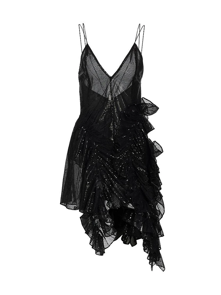 Yves Sequined Ruffle Minidress