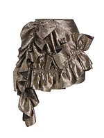 Ela Foil Ruffled Miniskirt