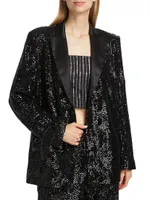 Sequined Oversized Single-Breasted Blazer