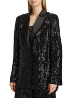 Sequined Oversized Single-Breasted Blazer