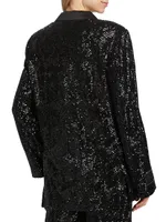 Sequined Oversized Single-Breasted Blazer