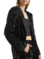 Sequined Oversized Single-Breasted Blazer