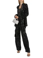 Sequined Oversized Single-Breasted Blazer