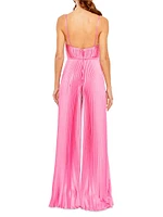 Ieena Pleated Satin Wide-Leg Jumpsuit