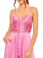 Ieena Pleated Satin Wide-Leg Jumpsuit