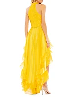 Ruffled Chiffon High-Low Gown