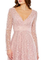 Embellished Mesh Midi-Dress