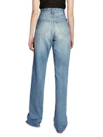 V-Waist Long Baggy Jeans Denim