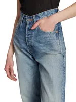 V-Waist Long Baggy Jeans Denim