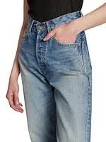 V-Waist Long Baggy Jeans Denim