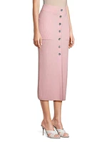 Rib-Knit Wool-Cashmere Blend Midi-Skirt