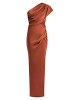 Draped One-Shoulder Combo Gown