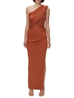 Draped One-Shoulder Combo Gown