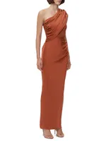 Draped One-Shoulder Combo Gown