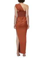 Draped One-Shoulder Combo Gown