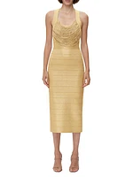 Disco Knit Fringe Bandage Midi-Dress